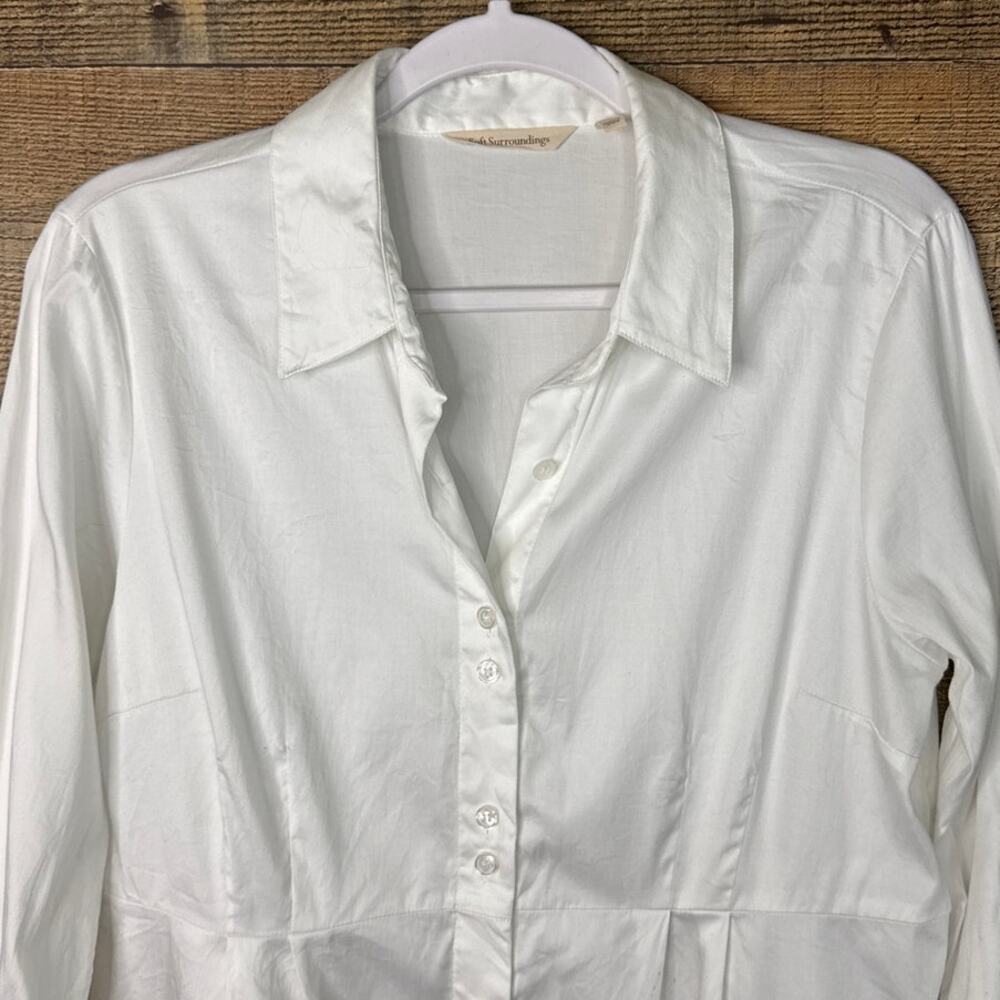 Soft Surroundings Solid White Long Sleeve Button … - image 2